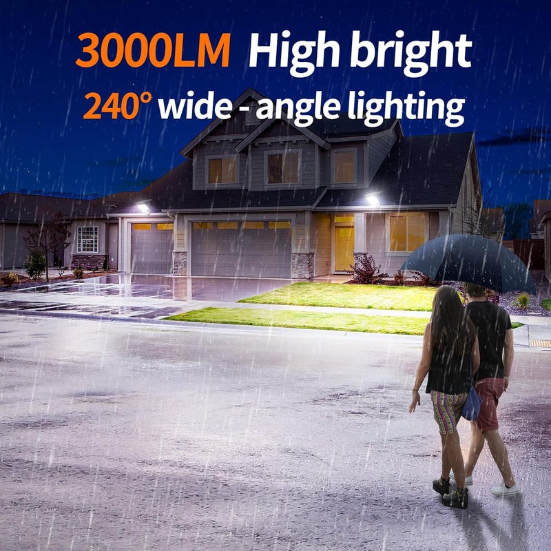 intelamp Solar Street Lights Outdoor Waterproof 3000LM 12500mAh Dual Motion Sensor Dusk to Dawn Security Floodlight Lamp Outside, LED Flood Lighting Exterior with Remote for Parking Lots Patio Yard - Image 2
